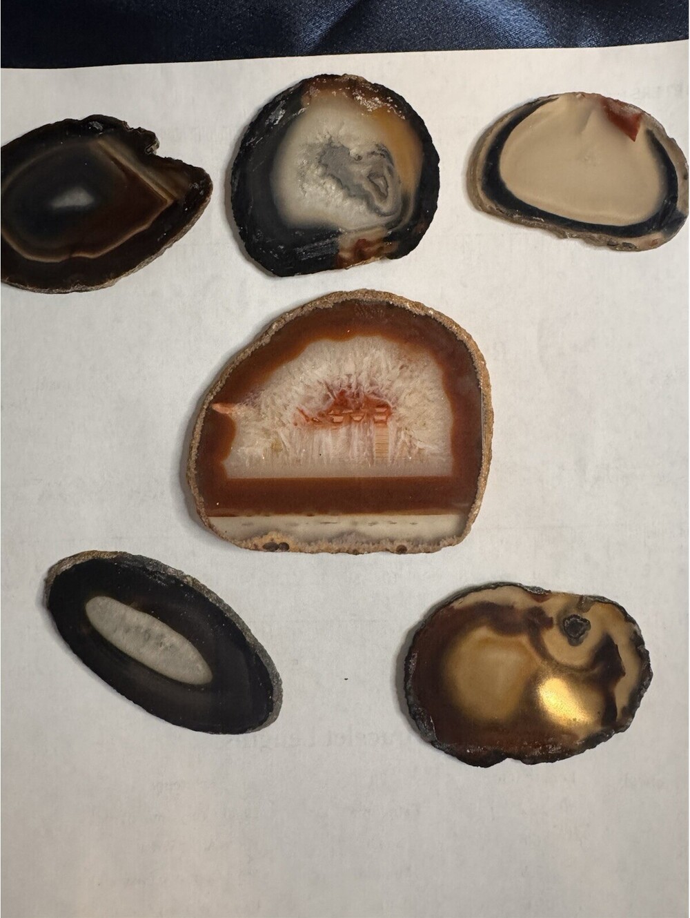 Lot of 6 Natural Agate Geode Slices Polished Stone Slabs Mineral Specimens Decor